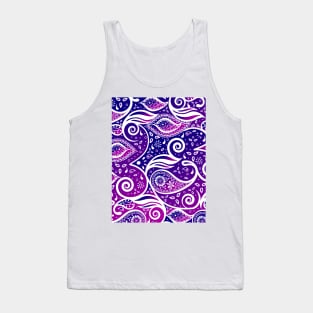 Paisley Bohemian Breeze Art - White and Shades of Purple and Blue Tank Top